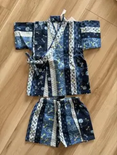 【新品未使用】ネイビー系 甚平 80cm ベビー