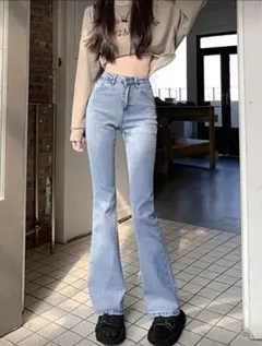 ハイウエスト フレアデニム ウィメンズスリム