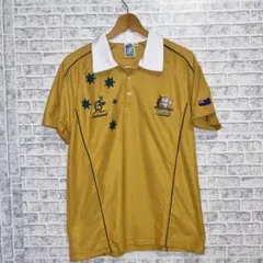 メンズ【美品 豪州代表 ワラビーズ】カンタベリー製 ラガーシャツ M 黄 緑 メンズ【美品 豪州代表 ワラビーズ】カンタベリー製 ラガーシャツ M 黄