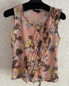 花柄　シースルー　ノースリーブ