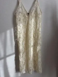 アイボリー 花柄レース キャミワンピース　Sサイズ