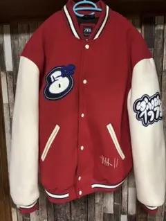 ZARA 刺繍デザイン スタジャン Mサイズ ネイビー/ホワイト ZARA 刺繍デザイン スタジャン Mサイズ ネイビー/ホワイト