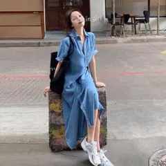 シャツワンピース 夏 デニム ワンピース シャツワンピ 新作 ゆったり かわいい
