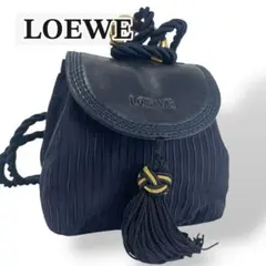 【未使用級】LOEWE ロエベ ショルダーバッグ　サコッシュ　ネイビー　フリンジ 未使用級】LOEWE ロエベ ショルダーバッグ サコッシュ ネイビー