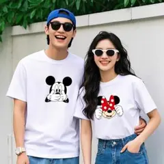 一度も使用していない ミッキー＆ミニー プリント 半袖 T シャツ BX120