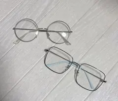 ファッション・伊達メガネ 2点セット