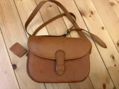 fes ブラウンレザー ショルダーバッグ