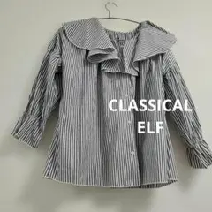 CLASSICAL ELF ストライプ フリル襟 五分袖シャツ