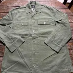 BILLABONG ミリタリー刺繍長袖ワークシャツ カーキ Lサイズ