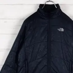 ノースフェイス 中綿ジャケット 両面ロゴ刺繡 ドローコード 花柄 黒 90Ｌ