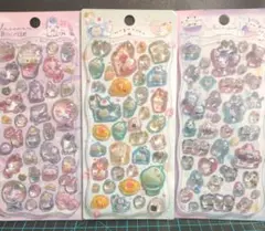 3枚 パンダ ネコ ユニコーン シマエナガ 立体シール　ぷっくりシール