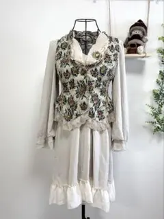 axes femme アクシーズ　花柄　ワンピース ベスト　森ガールコーデセット