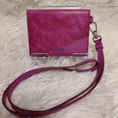 BALLY レザー パスケース カードケース ストラップ付き ピンク