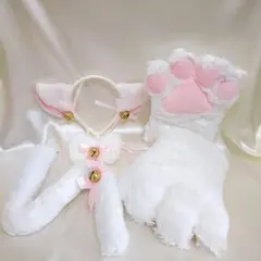 もこふわ肉球 ✨萌え猫 猫耳カチューシャ ねこ コスチューム コスプレ ホワイト