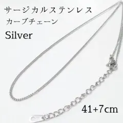 サージカルステンレスカーブチェーンネックレスシルバー