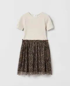 ZARA kids コントラスト チュールワンピース 160 レオパード
