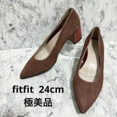 極美品 fitfit ポインテッドトゥパンプス チャンキーヒール 24cm