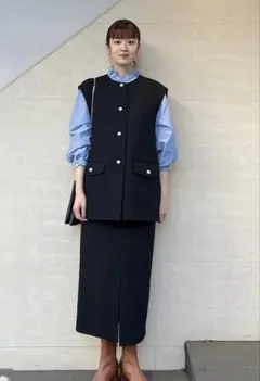 SHIPS WOMEN パール モチーフ ボタン ジレ　シップス