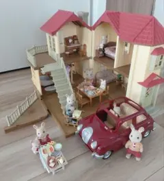 シルバニアファミリー ハウス　車　家具　７セット　ショコラうさぎ家族　込み