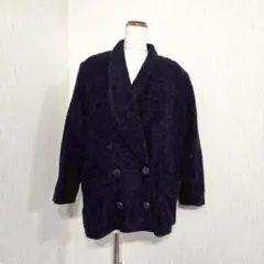 marso レナウン ニットジャケット ネイビー ウール（L）ミドル丈 日本製