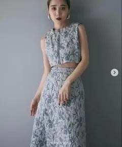 ANDREA&Co.ジャガードジップベスト スカートセットアップ