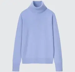 L ユニクロ カシミヤタートルネックセーター ブルー