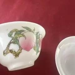 陶器 清朝粉彩桃柘榴蘭文黄杯 小杯 小碗 茶道具 煎茶 陶器 清朝粉彩桃柘榴蘭文黄杯 小杯 小碗 茶道具 煎茶