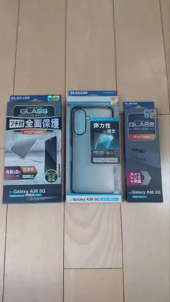 エレコム　Galaxy　A36　ケース　ガラスフィルム　カメラレンズ　3点セットのサムネイル