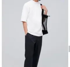 GU ジーユ　ポンチモックネック　ハイネック ホワイト Tシャツ