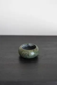 グリーン大石製丸型キャンドルホルダー