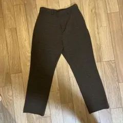 ユニクロ　ブラウン系　チェック柄　スリムフィットパンツ　L