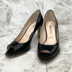 DIANA ダイアナ スタッズ付き オープントゥ パンプス ブラック 23cm