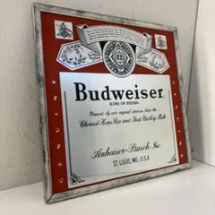 Budweiser バドワイザー壁掛けミラーAnheuser Busch Budweiser バドワイザー ビンテージ ライトクロック サイン ノベルティ