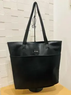 【美品】BEAMS レザートートバッグ シボ加工 大容量 ブラック　ビームス