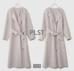 PLST ノーカラーリバーシブルコート ベージュ×ベージュ S