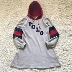 Ralph Lauren カットソーパーカー ミディー丈 ビッグ刺繍ロゴ 90s