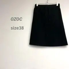 オゾック レディース 膝丈スエットスカート ストレッチ M ブラック 綿100%