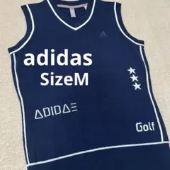 アディダス ゴルフ Vネック ニットベスト ネイビー系 レディース サイズM