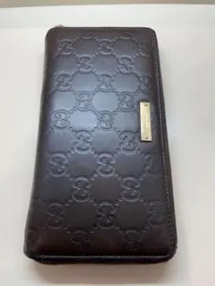 GUCCI グッチ 財布 長財布 シマレザー ラウンドファスナー