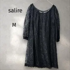 サリア＊ 黒 レース ワンピース 【M】サイズ 半袖 上品 フォーマル