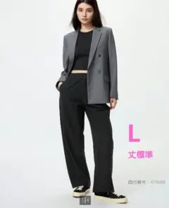 新品 ユニクロ ジャージーカーブパンツ 丈標準 L 黒 値下げ不可