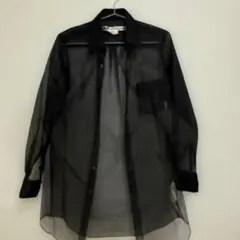 タグ付き未使用品☆綿100 2way シアーシャツ 黒 フリー シースルー 