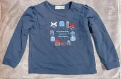 120 ムーノンノン　秋冬　長袖カットソー　トレーナー　紺色　ネイビー