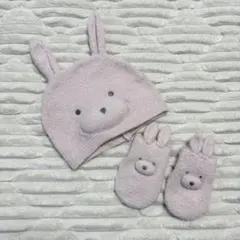 ジェラートピケ ウサギ耳帽子と靴下セット