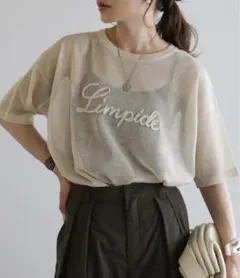 【新品・タグ付】コード刺繍半袖シアーニット/BONJOUR SAGAN