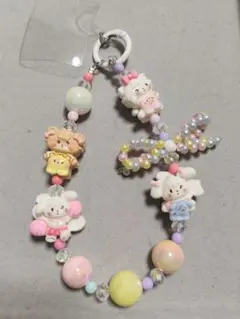 mikkoビーズスマホストラップキーホルダー　リボン　デコパ　ミッコ　推し活