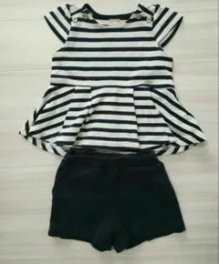 プティマイン☆半袖ボーダートップス&パンツ　セットアップ　90サイズ