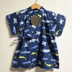 【新品】甚平 サメ柄 海洋生物 男の子 95㌢