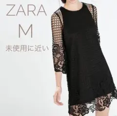 【極美品】ZARA ザラ 黒 レース ワンピース M パーティー 結婚式