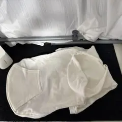 ① 犬用パーカー XXL 白 裏起毛 ペット服 防寒 コットン フード